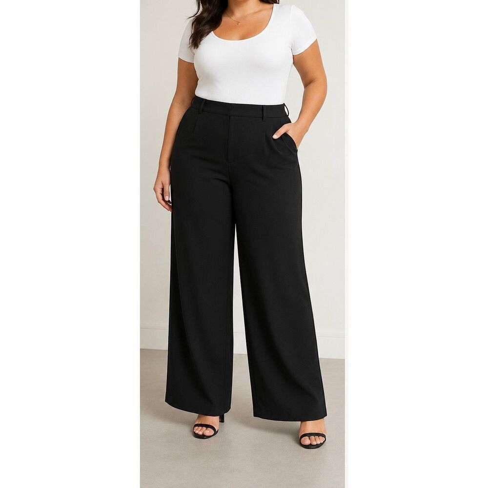 A New Day Black Wide Leg Trouser Pants Women’s 17 High Rise Office